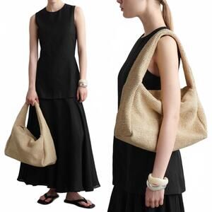 COS Slouchy Tote Bag - Raffia NWT Beige Tan